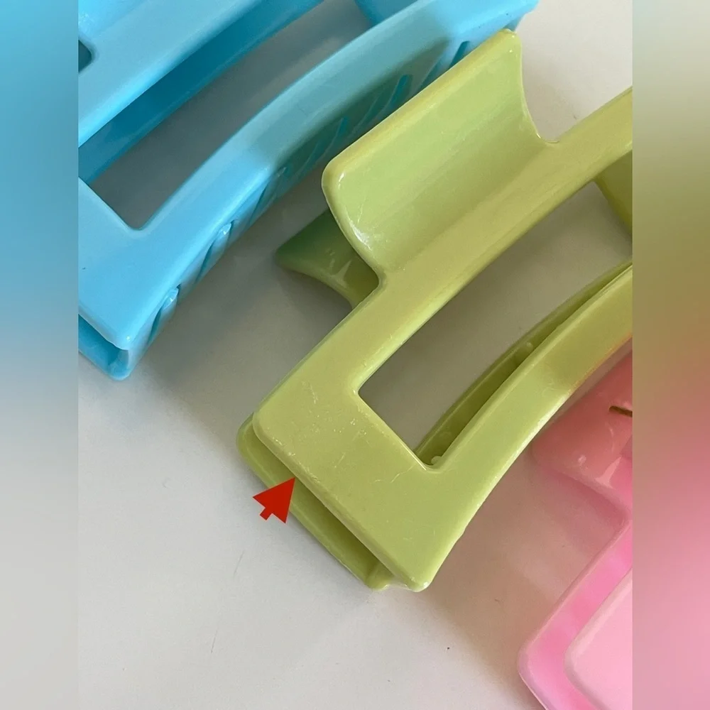 Pink Multicolored Rectangular Medium Size Claw Clip Hair Accessory 5 Pack Bundle